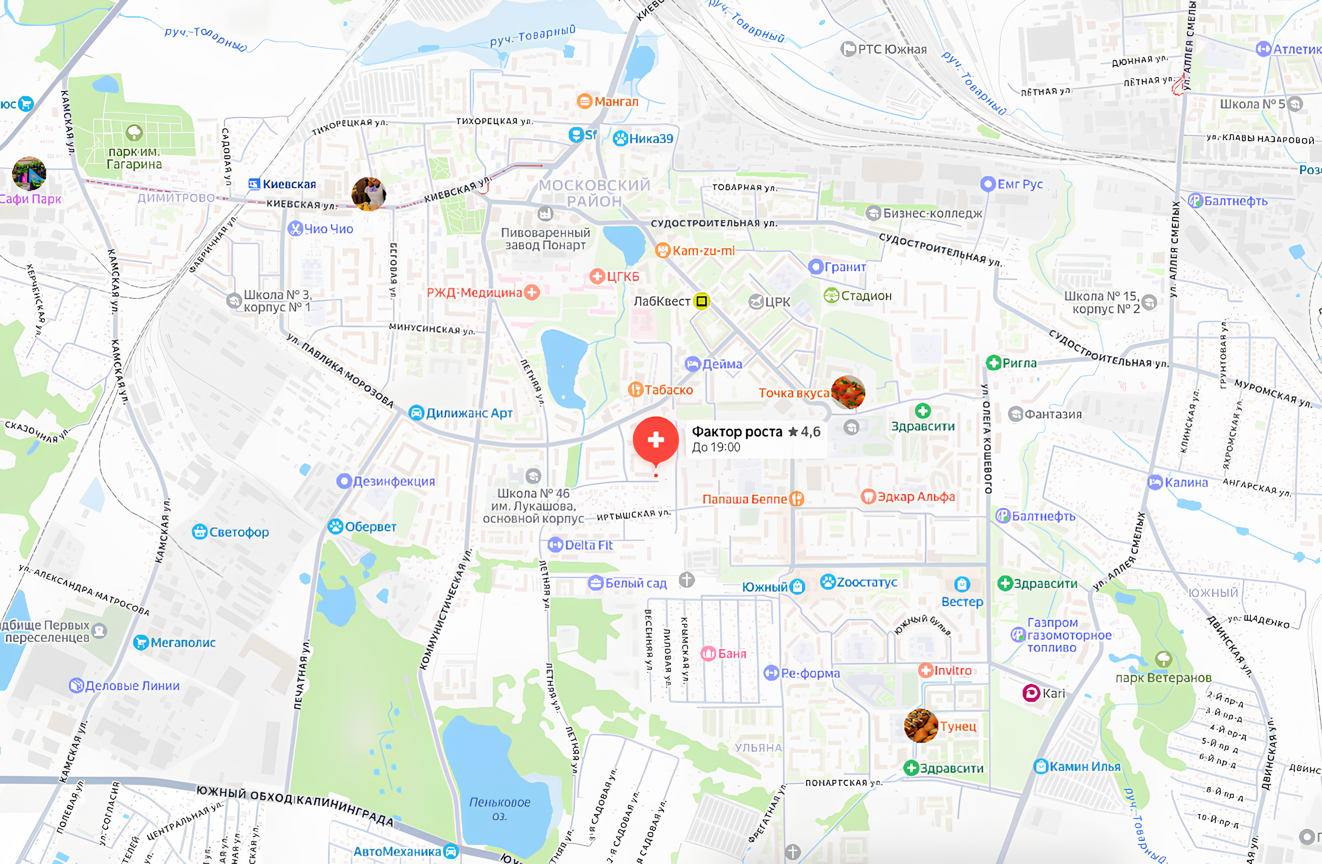 Контакты, адрес и схема проезда в детский медцентр «Фактор роста», Калининград
